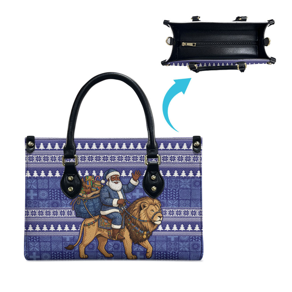 Nigeria Christmas Santa West African Lion Leather Bag Adire Indigo Resist Dye Motifs