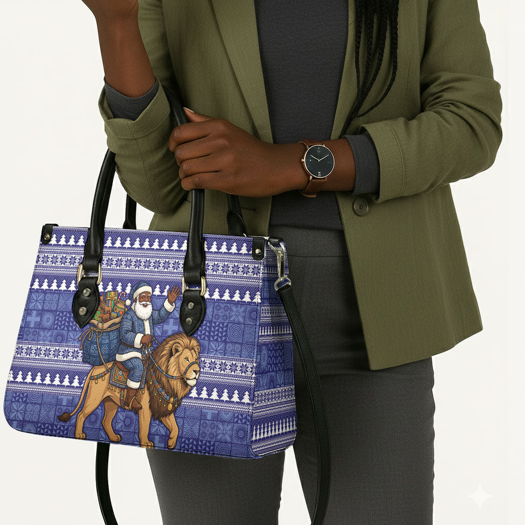 Nigeria Christmas Santa West African Lion Leather Bag Adire Indigo Resist Dye Motifs