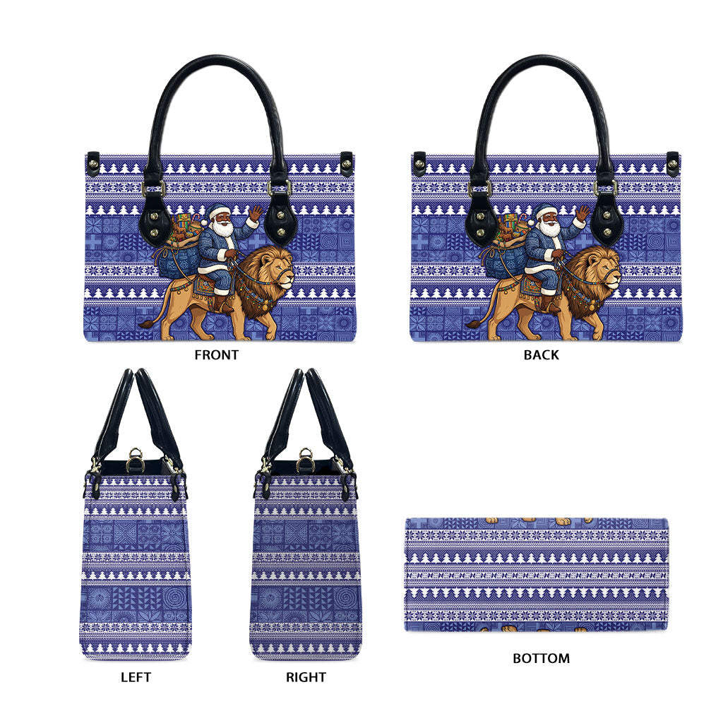 Nigeria Christmas Santa West African Lion Leather Bag Adire Indigo Resist Dye Motifs