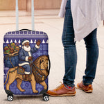 Nigeria Christmas Santa West African Lion Luggage Cover Adire Indigo Resist Dye Motifs