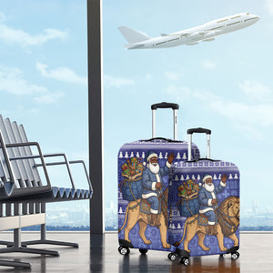 Nigeria Christmas Santa West African Lion Luggage Cover Adire Indigo Resist Dye Motifs