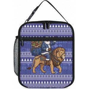 Nigeria Christmas Santa West African Lion Lunch Bag Adire Indigo Resist Dye Motifs