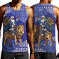 Nigeria Christmas Santa West African Lion Men Tank Top Adire Indigo Resist Dye Motifs