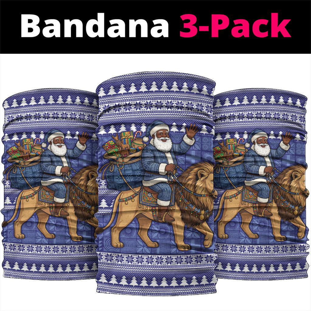 Nigeria Christmas Santa West African Lion Neck Gaiter Adire Indigo Resist Dye Motifs