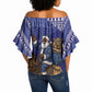Nigeria Christmas Santa West African Lion Off Shoulder Wrap Waist Top Adire Indigo Resist Dye Motifs