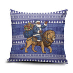 Nigeria Christmas Santa West African Lion Pillow Cover Adire Indigo Resist Dye Motifs