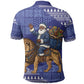 Nigeria Christmas Santa West African Lion Polo Shirt Adire Indigo Resist Dye Motifs