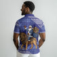 Nigeria Christmas Santa West African Lion Polo Shirt Adire Indigo Resist Dye Motifs