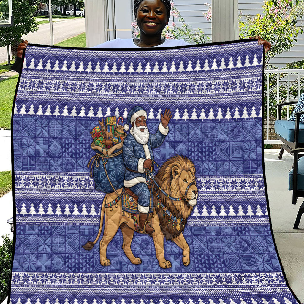 Nigeria Christmas Santa West African Lion Quilt Adire Indigo Resist Dye Motifs