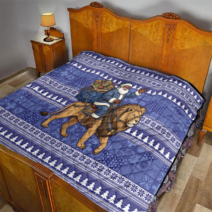 Nigeria Christmas Santa West African Lion Quilt Adire Indigo Resist Dye Motifs