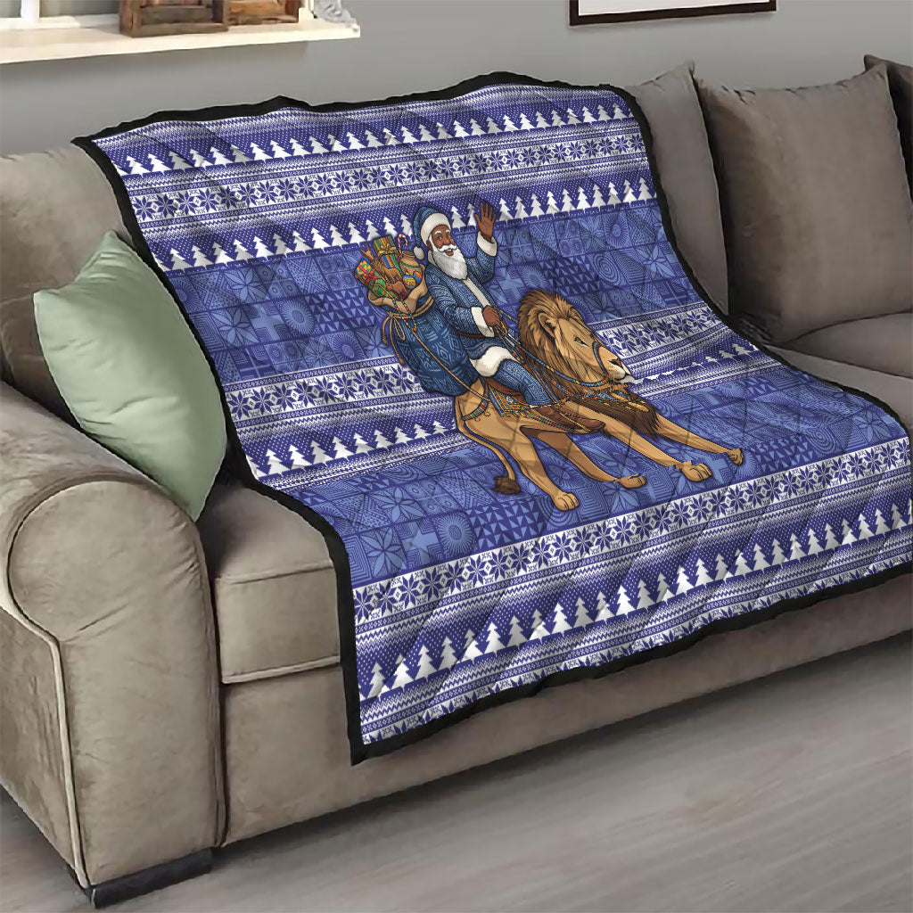 Nigeria Christmas Santa West African Lion Quilt Adire Indigo Resist Dye Motifs