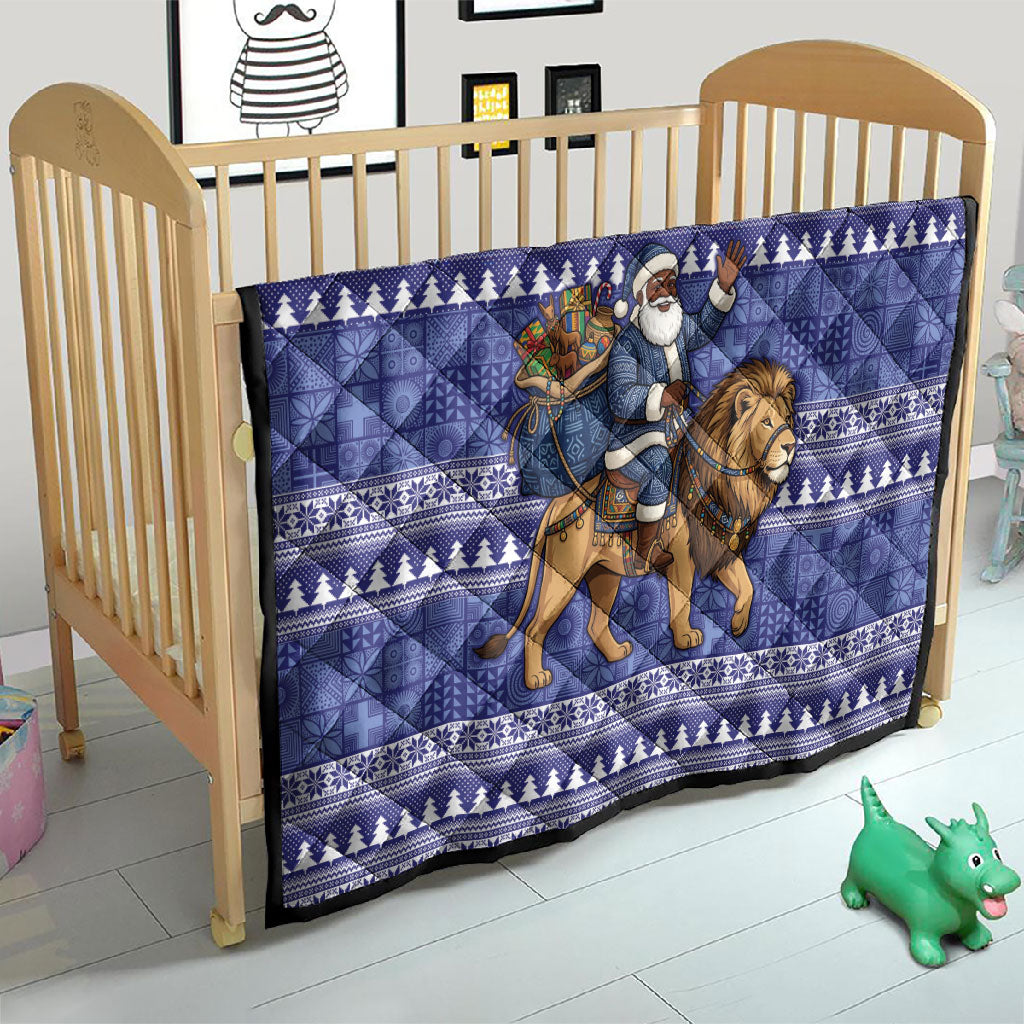 Nigeria Christmas Santa West African Lion Quilt Adire Indigo Resist Dye Motifs