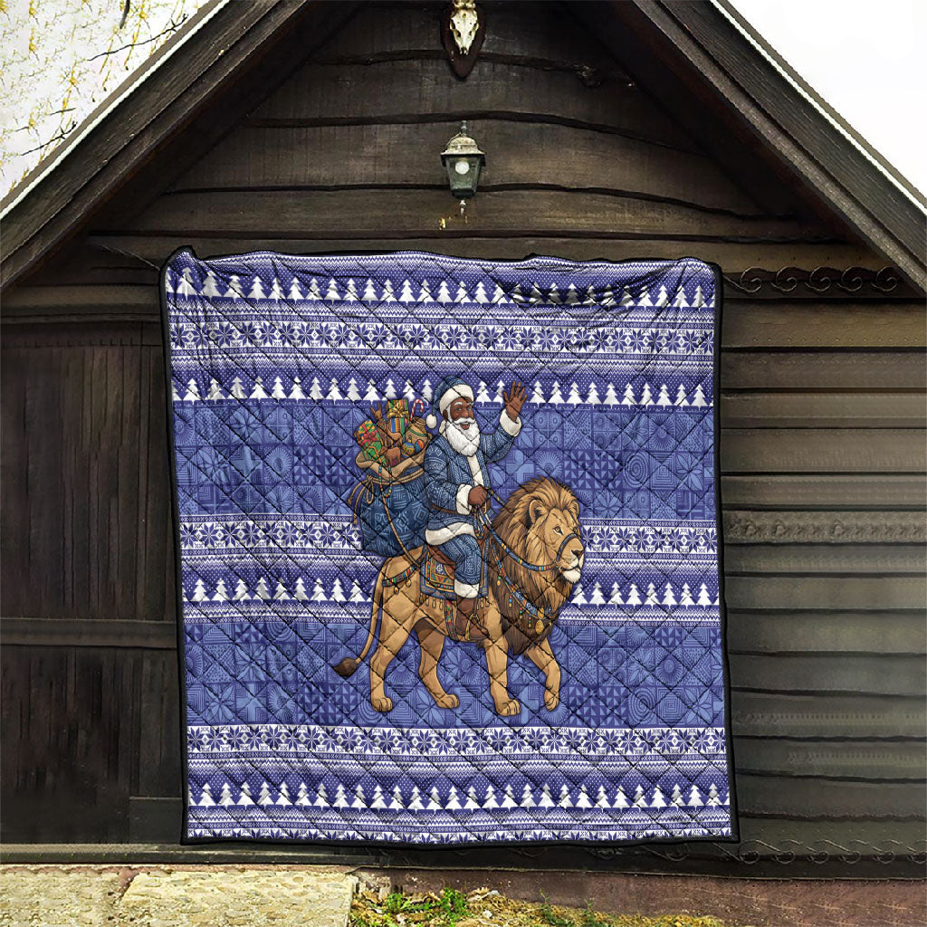 Nigeria Christmas Santa West African Lion Quilt Adire Indigo Resist Dye Motifs
