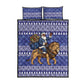 Nigeria Christmas Santa West African Lion Quilt Bed Set Adire Indigo Resist Dye Motifs