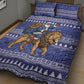 Nigeria Christmas Santa West African Lion Quilt Bed Set Adire Indigo Resist Dye Motifs