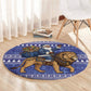 Nigeria Christmas Santa West African Lion Round Carpet Adire Indigo Resist Dye Motifs