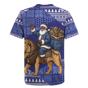 Nigeria Christmas Santa West African Lion Rugby Jersey Adire Indigo Resist Dye Motifs