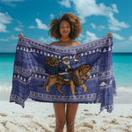 Nigeria Christmas Santa West African Lion Sarong Adire Indigo Resist Dye Motifs