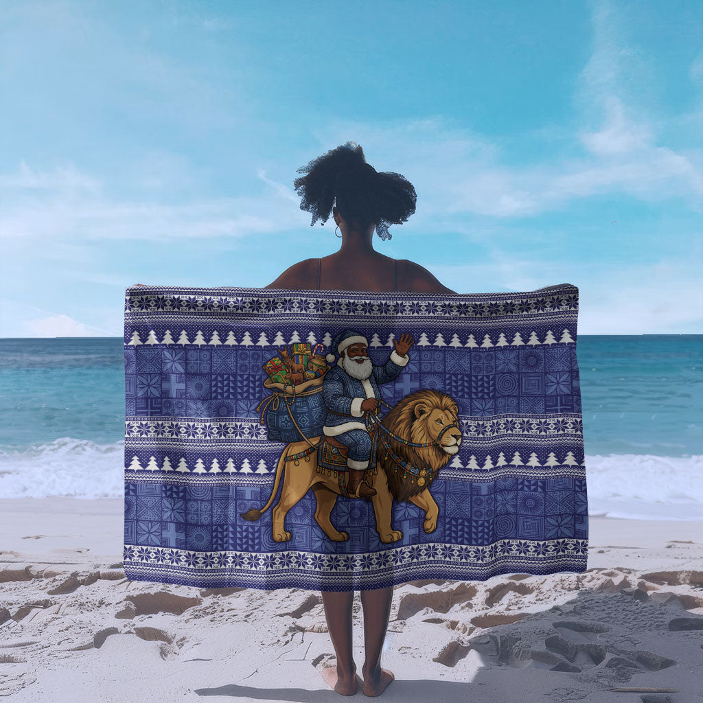 Nigeria Christmas Santa West African Lion Sarong Adire Indigo Resist Dye Motifs