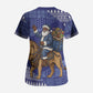 Nigeria Christmas Santa West African Lion Scrub Top Adire Indigo Resist Dye Motifs
