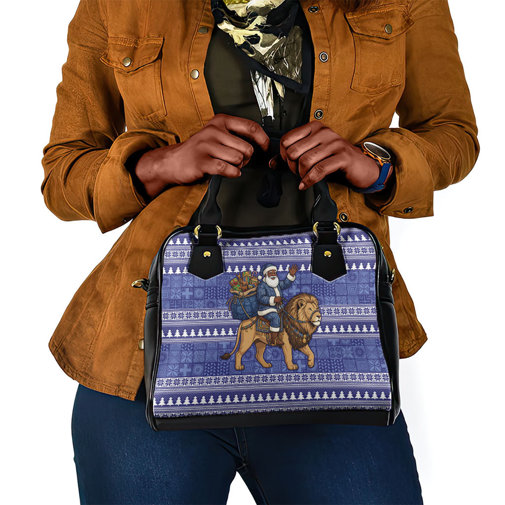 Nigeria Christmas Santa West African Lion Shoulder Handbag Adire Indigo Resist Dye Motifs
