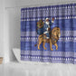 Nigeria Christmas Santa West African Lion Shower Curtain Adire Indigo Resist Dye Motifs