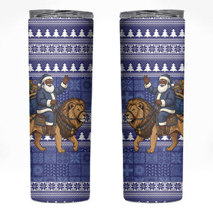 Nigeria Christmas Santa West African Lion Skinny Tumbler Adire Indigo Resist Dye Motifs