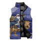 Nigeria Christmas Santa West African Lion Sleeveless Puffer Jacket Adire Indigo Resist Dye Motifs