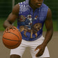 Nigeria Christmas Santa West African Lion Sleeveless Zip Hoodie Adire Indigo Resist Dye Motifs