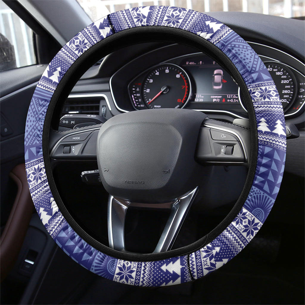 Nigeria Christmas Santa West African Lion Steering Wheel Cover Adire Indigo Resist Dye Motifs