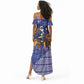 Nigeria Christmas Santa West African Lion Summer Maxi Dress Adire Indigo Resist Dye Motifs