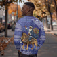 Nigeria Christmas Santa West African Lion Sweatshirt Adire Indigo Resist Dye Motifs