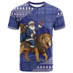 Nigeria Christmas Santa West African Lion T shirt Adire Indigo Resist Dye Motifs