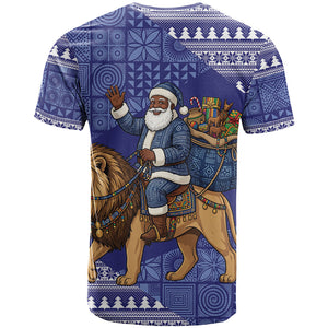 Nigeria Christmas Santa West African Lion T shirt Adire Indigo Resist Dye Motifs