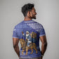 Nigeria Christmas Santa West African Lion T shirt Adire Indigo Resist Dye Motifs