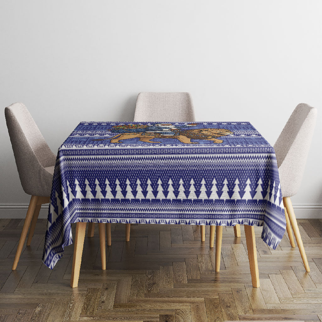 Nigeria Christmas Santa West African Lion Tablecloth Adire Indigo Resist Dye Motifs