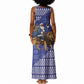 Nigeria Christmas Santa West African Lion Tank Maxi Dress Adire Indigo Resist Dye Motifs