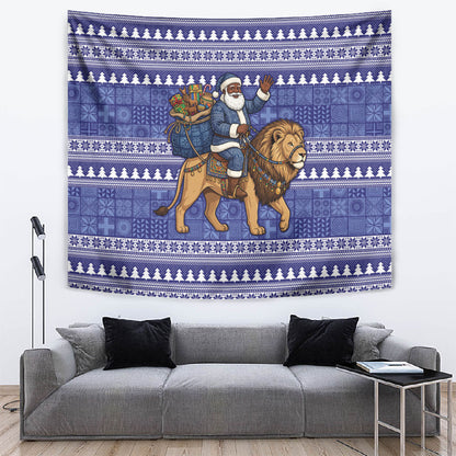 Nigeria Christmas Santa West African Lion Tapestry Adire Indigo Resist Dye Motifs