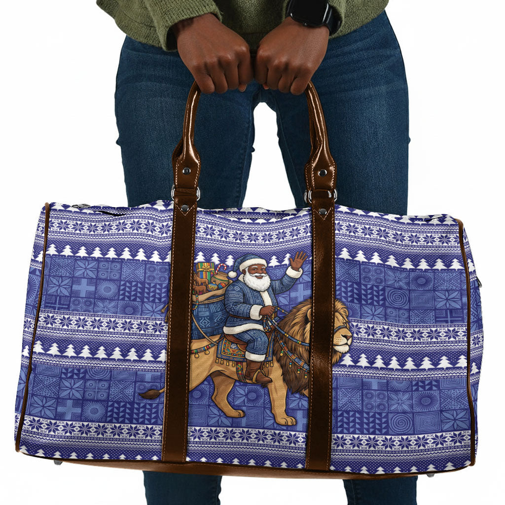 Nigeria Christmas Santa West African Lion Travel Bag Adire Indigo Resist Dye Motifs