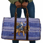 Nigeria Christmas Santa West African Lion Travel Bag Adire Indigo Resist Dye Motifs