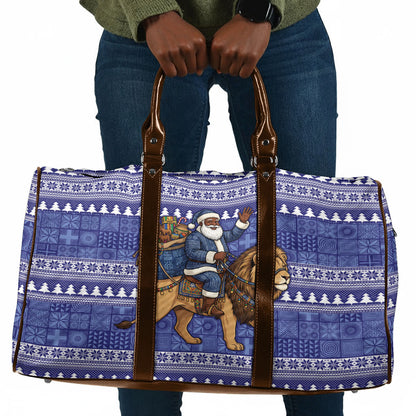 Nigeria Christmas Santa West African Lion Travel Bag Adire Indigo Resist Dye Motifs
