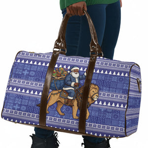 Nigeria Christmas Santa West African Lion Travel Bag Adire Indigo Resist Dye Motifs