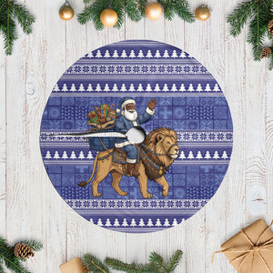 Nigeria Christmas Santa West African Lion Tree Skirt Adire Indigo Resist Dye Motifs