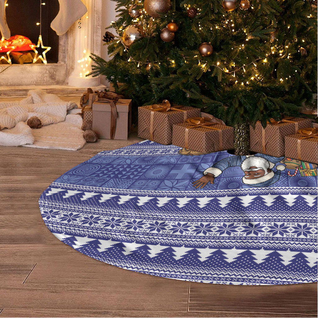 Nigeria Christmas Santa West African Lion Tree Skirt Adire Indigo Resist Dye Motifs