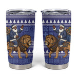 Nigeria Christmas Santa West African Lion Tumbler Cup Adire Indigo Resist Dye Motifs