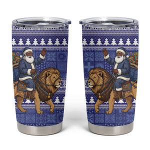 Nigeria Christmas Santa West African Lion Tumbler Cup Adire Indigo Resist Dye Motifs