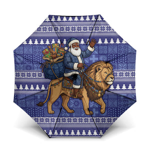 Nigeria Christmas Santa West African Lion Umbrella Adire Indigo Resist Dye Motifs