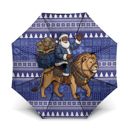 Nigeria Christmas Santa West African Lion Umbrella Adire Indigo Resist Dye Motifs