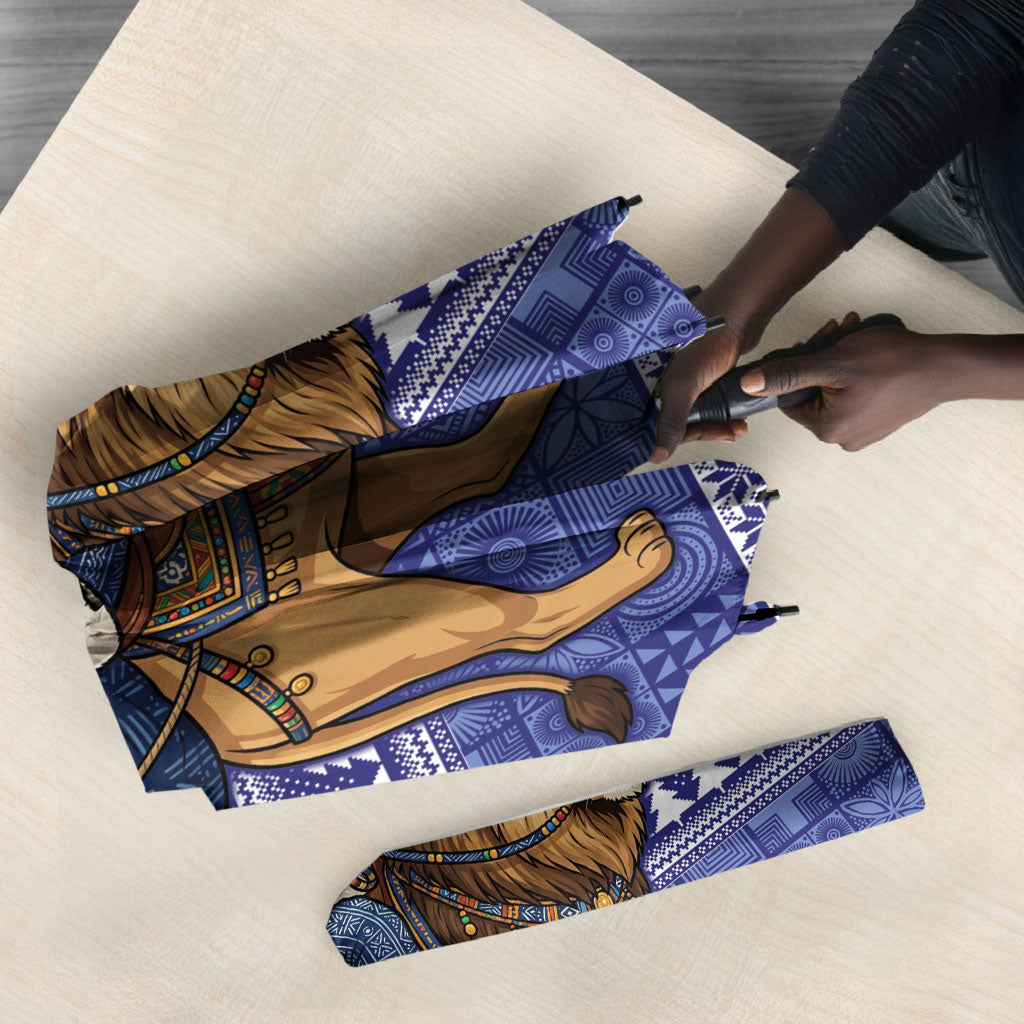 Nigeria Christmas Santa West African Lion Umbrella Adire Indigo Resist Dye Motifs