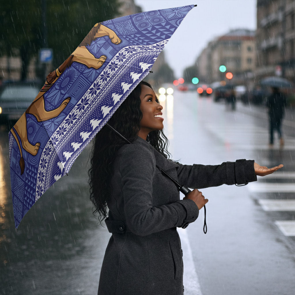 Nigeria Christmas Santa West African Lion Umbrella Adire Indigo Resist Dye Motifs